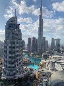 a view of a large city with a large building at BELLEVUE Downtown Dubai in Dubai