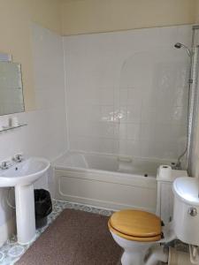 uma casa de banho com um lavatório, um WC e uma banheira em Balmoral Lodge Hotel em Southport