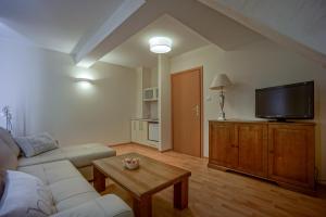 Televízia a/alebo spoločenská miestnosť v ubytovaní Jawor Pokoje i Apartamenty