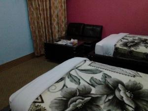 Hāji Bāba的住宿－Hotel Hilton Palace，一间卧室配有一张床、一把椅子和一张桌子