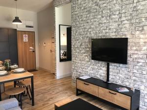 Uma televisão e/ou sistema de entretenimento em Property Apart - Soft Lofty Legnicka Centrum