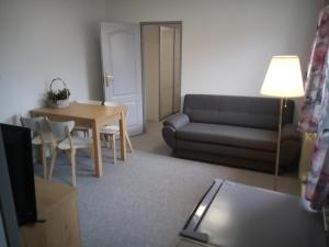 a living room with a couch and a table at Apartamenty i pokoje Pluszak in Sandomierz