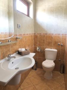 a bathroom with a sink and a toilet at Hotel Silver in Sozopol