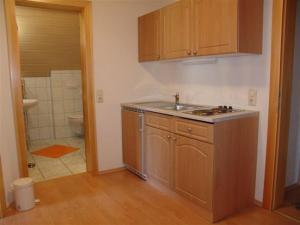 a kitchen with a sink and a toilet in a room at Zukaunighof in Diex +42 photos