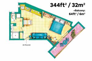 a drawing of a floor plan of a house at Grand Studio Cannes Centre in Cannes
