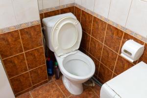 a bathroom with a toilet in a tiled wall at 112 вулиця Велика Васильківська in Kyiv +12 photos