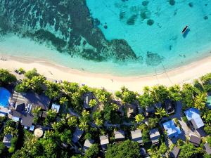 an aerial view of the beach and the ocean at Blue Lagoon Beach Resort in Nacula Island