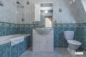 a bathroom with a toilet and a sink and a tub at Hotel Nemojanský mlýn in Nemojany