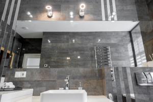La salle de bains est pourvue d'un lavabo et d'un miroir. dans l'établissement Spa Luxe Virmenska, à Lviv