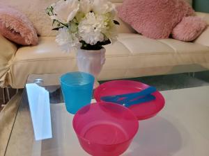 Asakusa Sky Stay Tiffany blue Roomにあるシーティングエリア