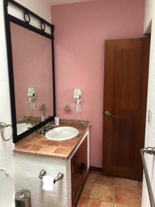 a bathroom with a sink and a large mirror at Habitaciones con baño privado disponibles in Mexico City