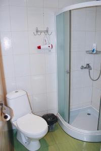 La salle de bains est pourvue d'une douche et de toilettes. dans l'établissement Guesthouse Mõisa Ait, à Võru