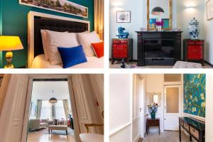 un collage de tres fotos de un dormitorio en B&B Blossom, en Ámsterdam