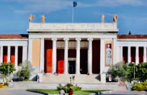 a large white building with columns in front of it at Athens Museum Blue Grand Suite in Athens