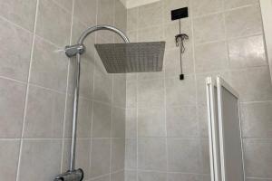 y baño con ducha con cabezal de ducha. en Appartamento Girasole tra Padova e Venezia, en Fiesso dʼArtico