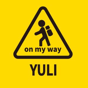 a yellow sign with a person walking on my way at 途中玉里青年旅舍On My Way Yuli Hostel in Yuli