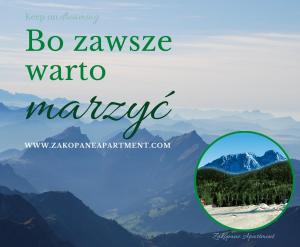 Ein Bild eines Berges mit den Worten, der Zawaza-Krieger verwaltet in der Unterkunft Viva Maria Residence in Zakopane