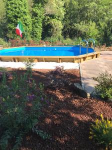 una piscina in un giardino paesaggistico con un paesaggio di B&B Casalnovo a Castelnuovo di Magra