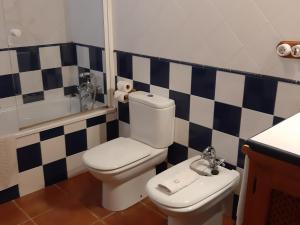 a bathroom with a toilet and a sink at Amborget in Sant Jordi