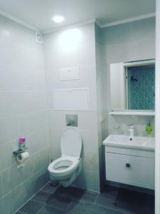 a bathroom with a toilet and a sink at 2х комнатные апартаменты VIP на Назарбаева 44 in Pavlodar