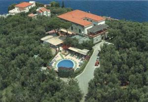 an aerial view of a house with a swimming pool at Hotel La Badia in Sorrento