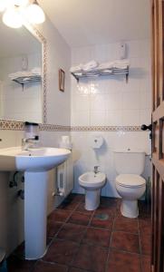 a bathroom with a sink and a toilet at HOTEL RURAL LOS ABUELOS in Montemayor de Pililla