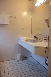 a bathroom with a sink and a mirror at Zum Ochsen in Hauenstein