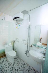 ein Bad mit einem WC und einem Waschbecken in der Unterkunft Tràng an Bái đính Linh homestay Ninh bình in Ninh Bình