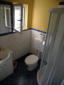 ein Bad mit einem WC und einem Waschbecken in der Unterkunft Lošinj house Robinzon Studenčić Island Lošinj in Čunski