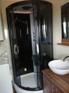 a bathroom with a shower and a sink at Valnea in Viskovo