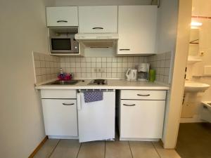 Kuchyň nebo kuchyňský kout v ubytování Apartmenthaus Home24