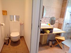 Saint-Paul-en-ParedsにあるLes Terrassesのバスルーム(トイレ、洗面台付)