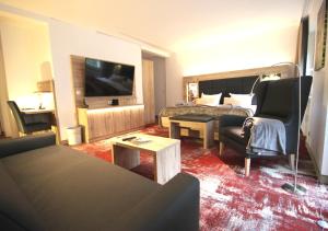 TV a/nebo společenská místnost v ubytování Wellness & Ayurveda Hotel Am Eichenberg