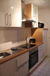 a kitchen with a sink and a stove at Apartment Simone in Lörrach