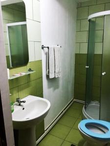 a bathroom with a sink and a toilet at Motel Hanul Balota in Drobeta-Turnu Severin