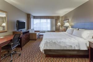 a hotel room with a bed and a desk and a television at Holiday Inn Eau Claire South, an IHG Hotel in Eau Claire