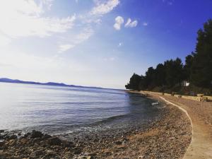 einen Strand mit Felsen und dem Meer an einem sonnigen Tag in der Unterkunft Zen Luxury Apartments in Zadar