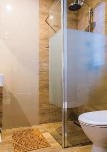 bagno con doccia e servizi igienici. di Apartamenty-Obok 1 a Zator