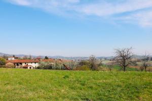a field of green grass with houses in the background at LA CASA DEI NONNI in Pino Torinese