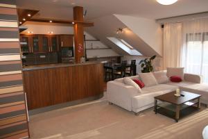 Kuchyň nebo kuchyňský kout v ubytování Apartmán Bílá Hora - Roudná