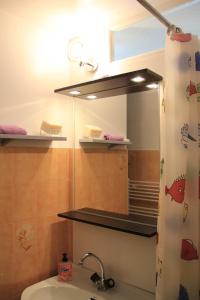 un baño con lavabo y espejo en Moudang 11, en Saint-Lary-Soulan