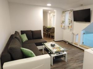 a living room with a couch and a table at Ferienhaus Bauer Wohnung 2 in Trattenbach