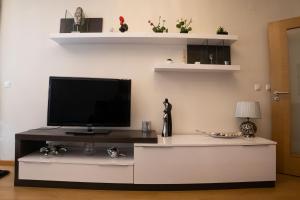 TV a/nebo společenská místnost v ubytování Lovely apartment near airport and Nations Park, with garage