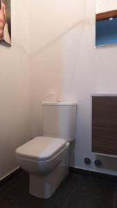 a bathroom with a white toilet in a room at Casa de la Abuela en el Camino de Santiago a Finiesterre in Negreira