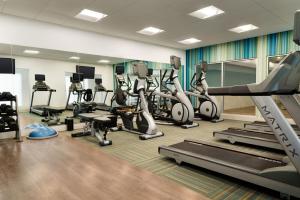 a gym with treadmills and ellipticals in a room at Holiday Inn Express Durango Downtown- Animas River in Durango