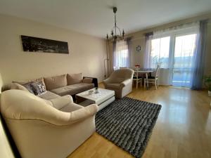 a living room with a couch and a table at Apartament Rzeszow Hetmanska in Rzeszów
