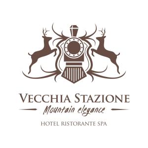 logotipo de un hotel de estilo vintage con ciervos en Hotel Vecchia Stazione Mountain Elegance, en Roana