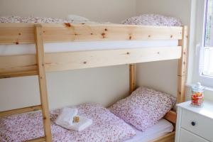 Zimmer mit Etagenbett und 2 Etagenbetten in der Unterkunft Waldhaus Emma in Suderburg