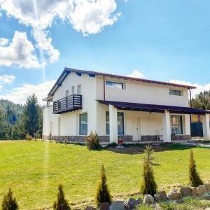 a house with a green lawn in front of it at Cabana Căsaru in Colibiţa