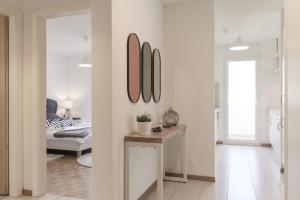 Giường trong phòng chung tại Nice apartment ideally located in Martigny